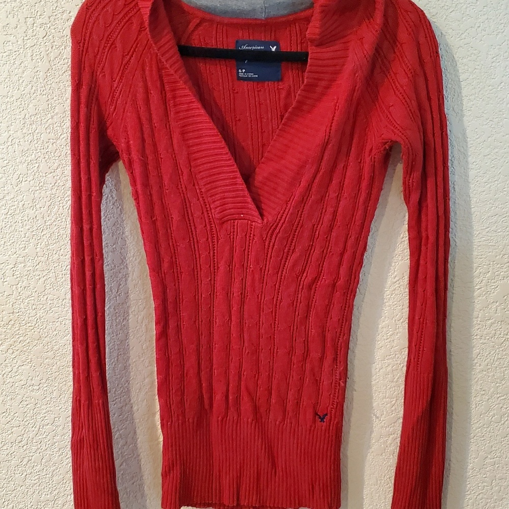 Red small American eagle sweater